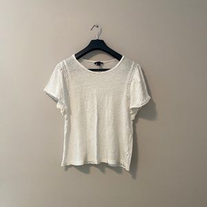 J Crew White Flutter Sleeve Tee